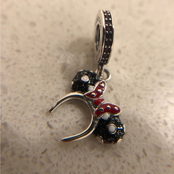 Minnie Mouse Black and White Ear Headband Pendant Charm - Picture 2 of 5